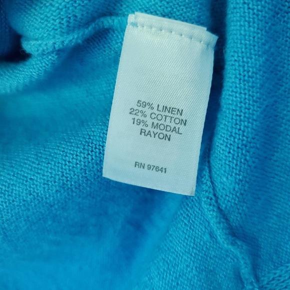 J. Jill Blue Linen Blend Draped Open Front Cardigan L Airy Soft Relaxed Modest - Picture 7 of 11